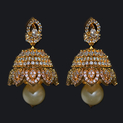 "American Diamonds Jhumkas(Eartops)-MGR-864-001 - Click here to View more details about this Product